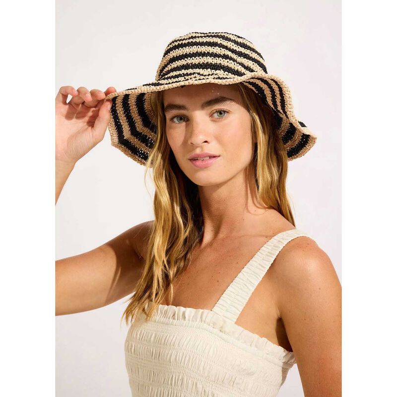 Seafolly Shady Lady Raffia Stripe Bucket Hat image number 1